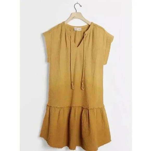 Anthropologie Sz XS Saturday Sunday Lydia Ombre Tunic Boho Dress Gauze Yellow - Picture 2 of 11